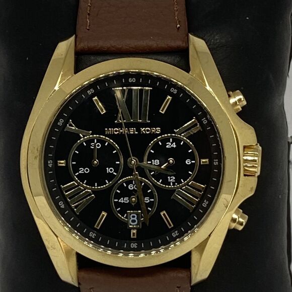 Michael Kors Bradshaw MK5739 Womens Brown Leather Analog Dial Quartz Watch XR224 - Picture 2 of 12